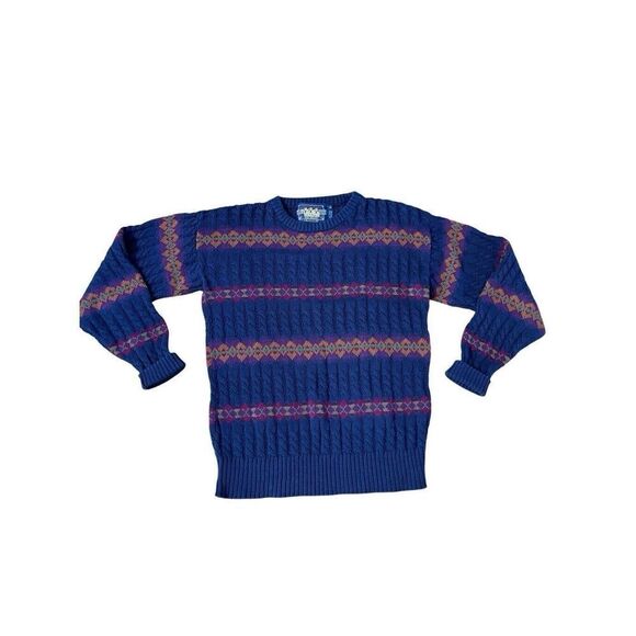 Ralph Lauren Vintage Blue Isle  100% Cotton USA Made CREWNECK Sweater Men’s M - Picture 1 of 13